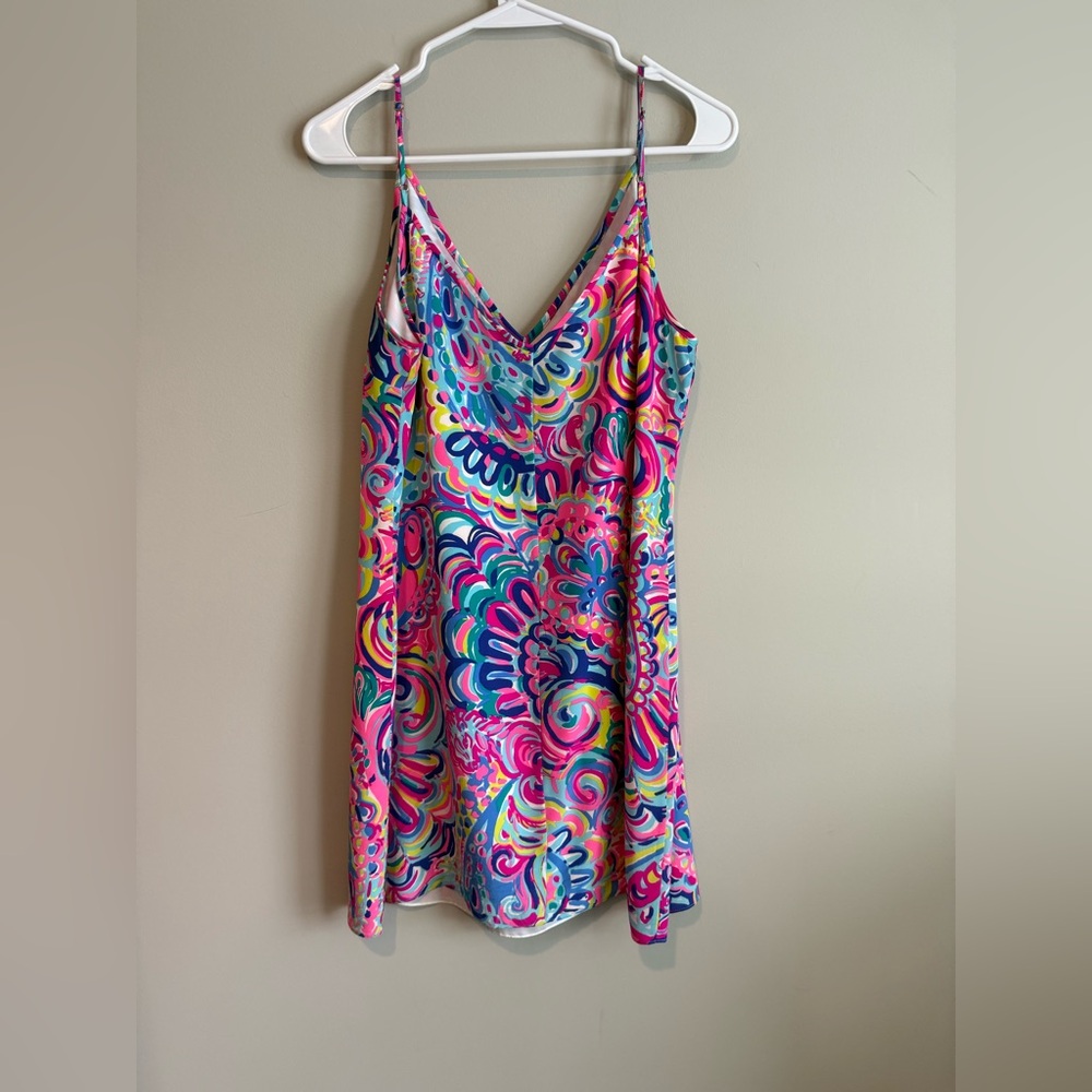 Lilly Pulitzer Lela Silk Slip Dress in the "Psychedelic Sunshine" print - Picture 5 of 11